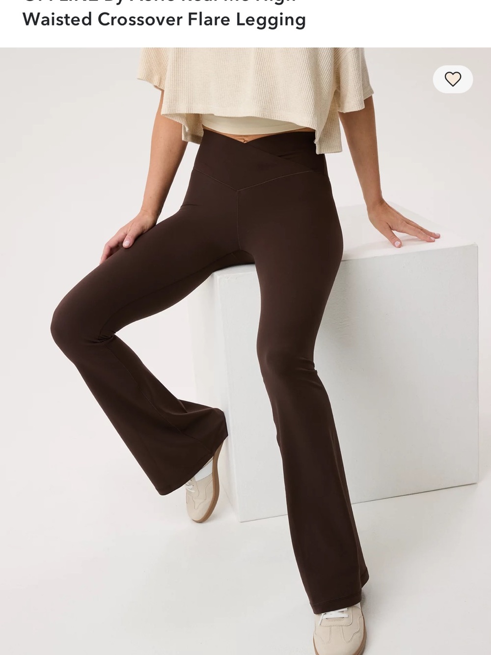 NWOT aerie Offline: Real Me High-Waist Crossover Flare Leggings in Dark Brown